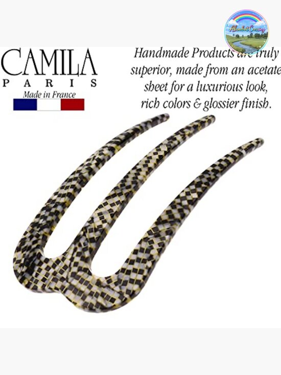 3-Prong French Twist Hair Stick Clip Pins for Bun Updo, Cellulose Acetate Hair main image 6